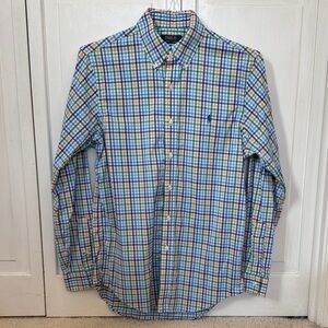 Polo by Ralph Lauren Blue, Green, Orange & White Plaid Button-Down Shirt